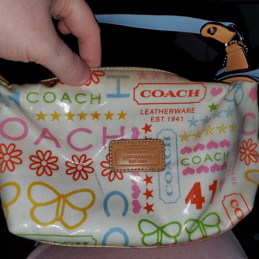 Coach Classic Logo Off White & Multi-colored Mini Bag RARE *see description* - Picture 15 of 16